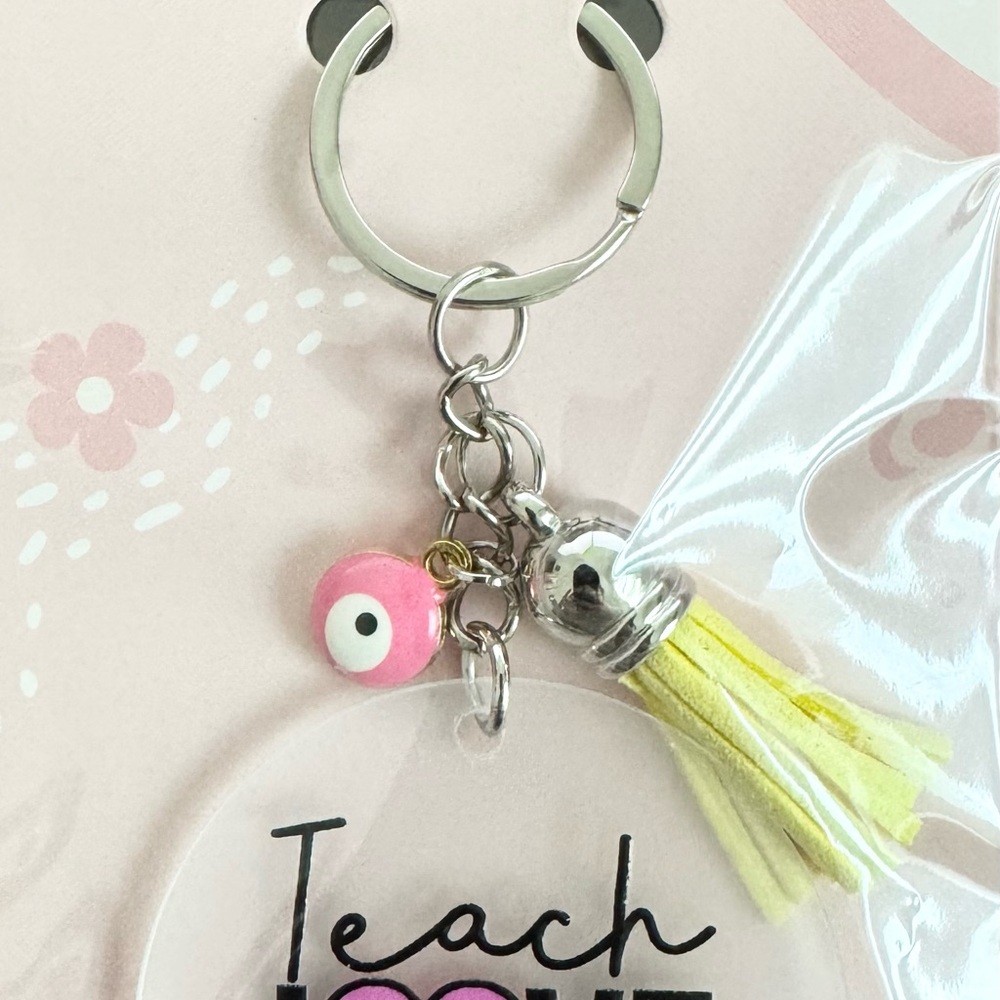 Pink and Yellow Keychain with Tassel